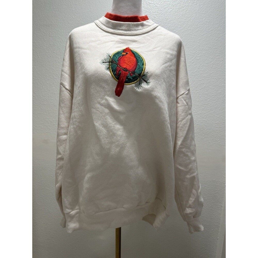 Top Stitch Morning Sun Womens Xlarge Cardinal Bird Crewneck Sweatshirt Vtg